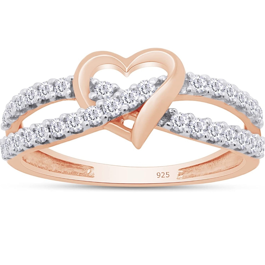 Rose Gold Micro Pav Cz Infinity Heart Ring
